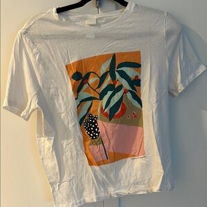 White Graphic Tee with Colorful Print